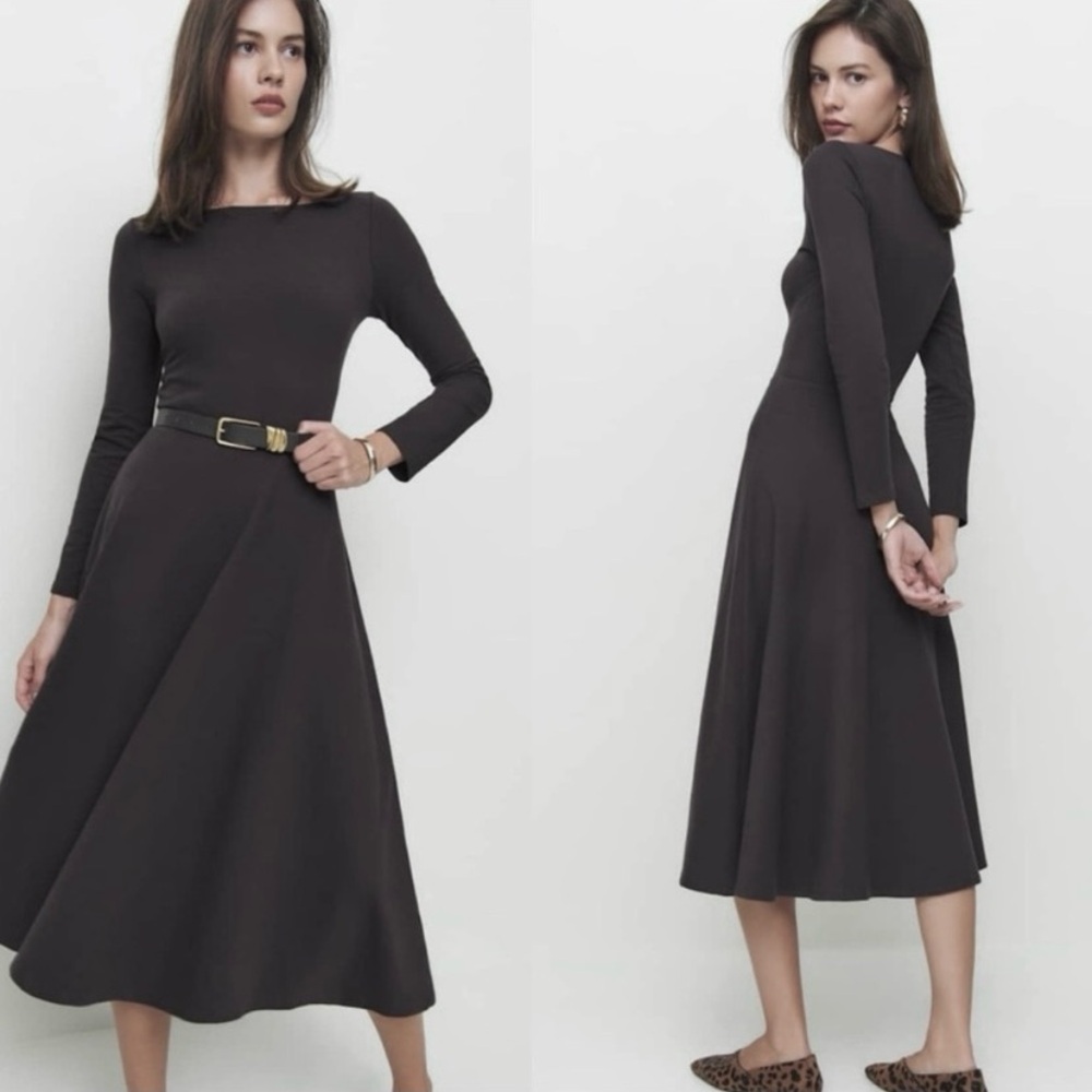Reformation Wiley Stretch Organic Cotton Blend Fit & Flare Midi Dress Size XS - Picture 2 of 16